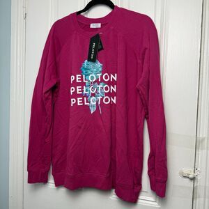 Peloton Everyday Pullover Sweatshirt Womens Large Pink Cotton Rose Lounge NWT